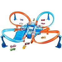 Hot Wheels Toy Car Track Set, Criss Cross Crash with 1:64 Scale Vehicle, Powered by a Motorized Booster (Amazon Exclusive)