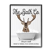 Stupell Industries Bubble Bathtub Deer Framed Giclee Art by Lettered and Lined