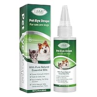 Pet Eye Drops Eye Cleaning Lube, Remove Eye Tear Marks Dirt, Relieve Eye Inflammation Infect for Acute or Seasonal Dry Eyes, Gentle Formula to Soothe Irritated Eyes for Dogs Cats Horses