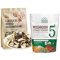 VIGOROUS MOUNTAINS Dried Mixed Mushrooms Blend and Mushroom Extract Powder Supplement