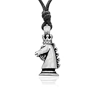 Knight Horse Chess 92.5 Sterling Silver Pewter Charm Necklace Pendant Jewelry