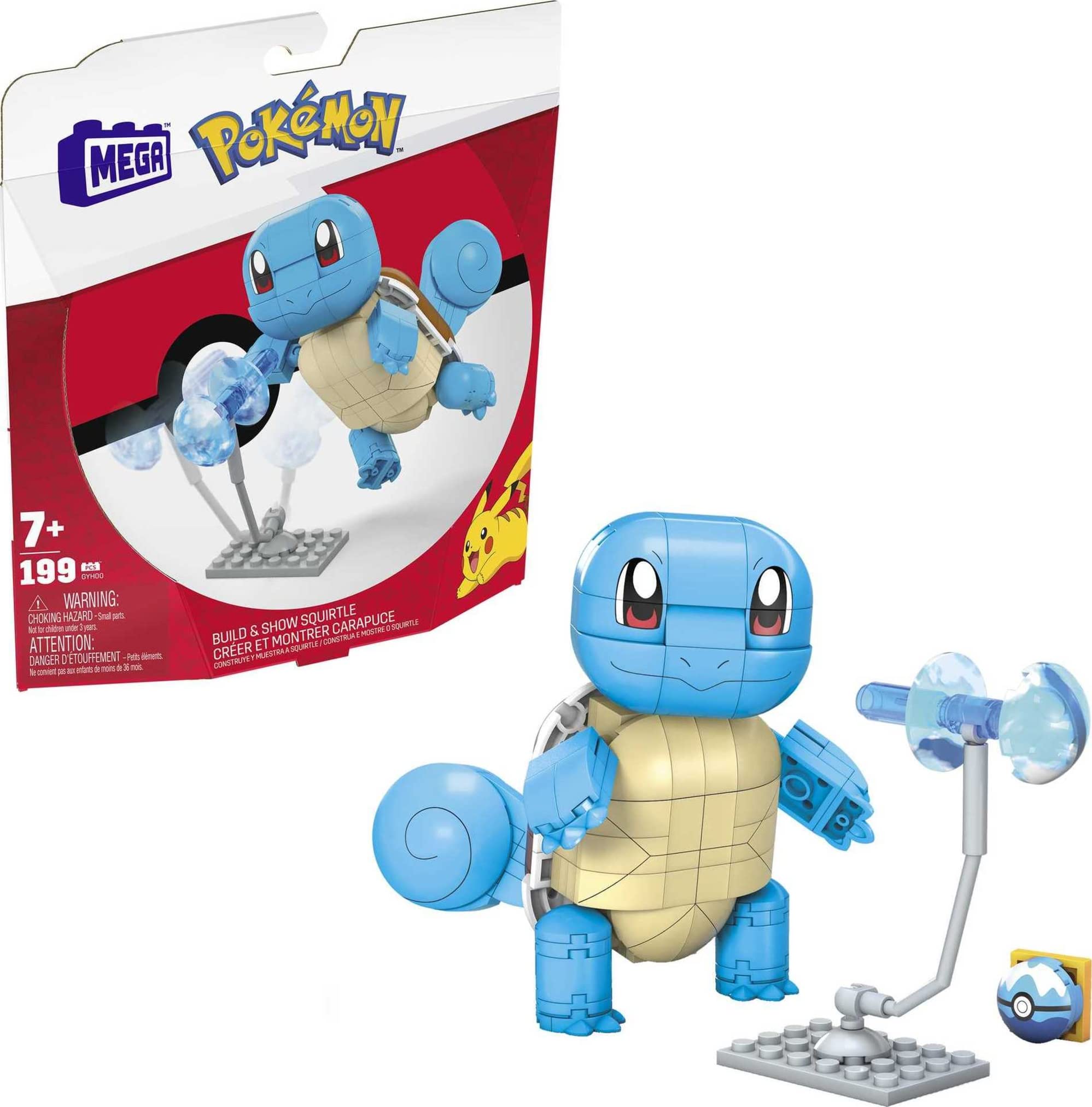 MEGA Pokémon Action Figure Building Toys For Kids, Build & Show Squirtle With 199 Pieces, 1 Poseable Character, 4 Inches Tall