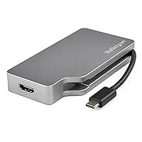 StarTech.com USB C Multiport Video Adapter w/ HDMI, VGA, Mini DisplayPort or DVI - USB Type C Monitor Adapter to HDMI 2.0 or mDP 1.2 (4K 60Hz) - VGA or DVI (1080p) - Space Gray Aluminum (CDPVDHDMDP2G)