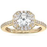 Sterling Silver Infinite Elements Cubic Zirconia Asscher Center Halo Ring