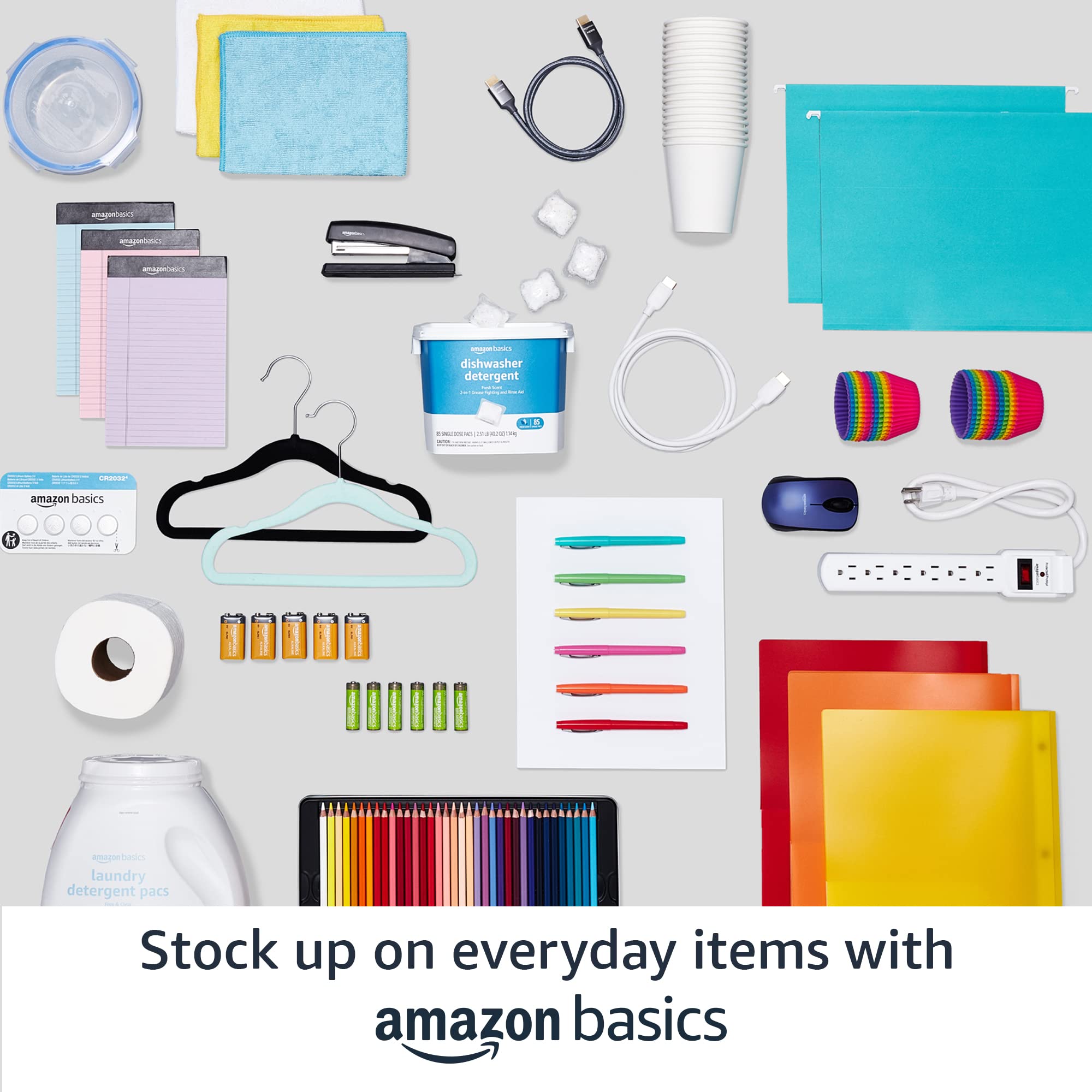 Amazon Basics Slim, Velvet, Non-Slip Suit Clothes Hangers, Ivory/Silver - Pack of 100