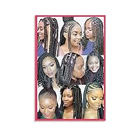 QYSHVT Hair Braiding Poster African Hair Braiding Poster for Salon 4 Canvas Painting Posters And Prints Wall Art Pictures for Living Room Bedroom Decor 08x12inch(20x30cm) Unframe-style