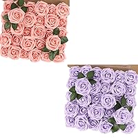 MACTING Artificial Rose Flowers, Real Touch for DIY, Bouquets, Wedding Party, Baby Shower, Home, Christmas Tree Decoration, 60 Pieces