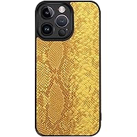 YEXIONGYAN-Slim Python Pattern Case for iPhone 14 Pro Max/14 Pro/14 Plus/14 Supports Wireless Charging Cover Camera Protection Anti-Fingerprint Case (14 Pro Max,Gold)
