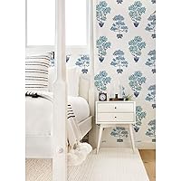 RoomMates RMK12648RL Blue Cat Coquillette Bonsai Peel and Stick Wallpaper