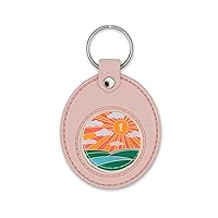 Glowing Sunlight of the Spirit 1 Year Sobriety Chip with Pink AA Coin Holder Keychain Bundle