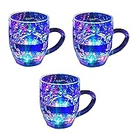 SK Traders LED Cup Flash Lighting Seven Changing Lights Cup for Drink & Water Perfect for Halloween Decor Rainbow Color Capacity 250 ml Material Crystle Pack of (3)