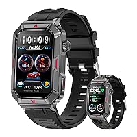 Wonlex Military Smart Watch for Men (Answer/Make Calls) 1.57 Inch HD Screen Sports Wristband Waterproof Pedometer 100+ Activity Tracker (Black)