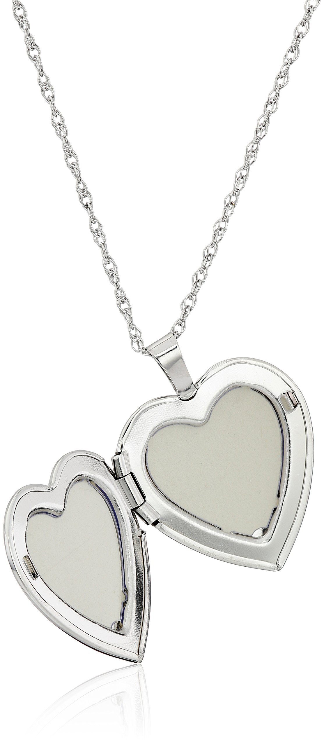 Amazon Collection Sterling Silver Heart with Hand Engraved Butterfly Locket Necklace, 18