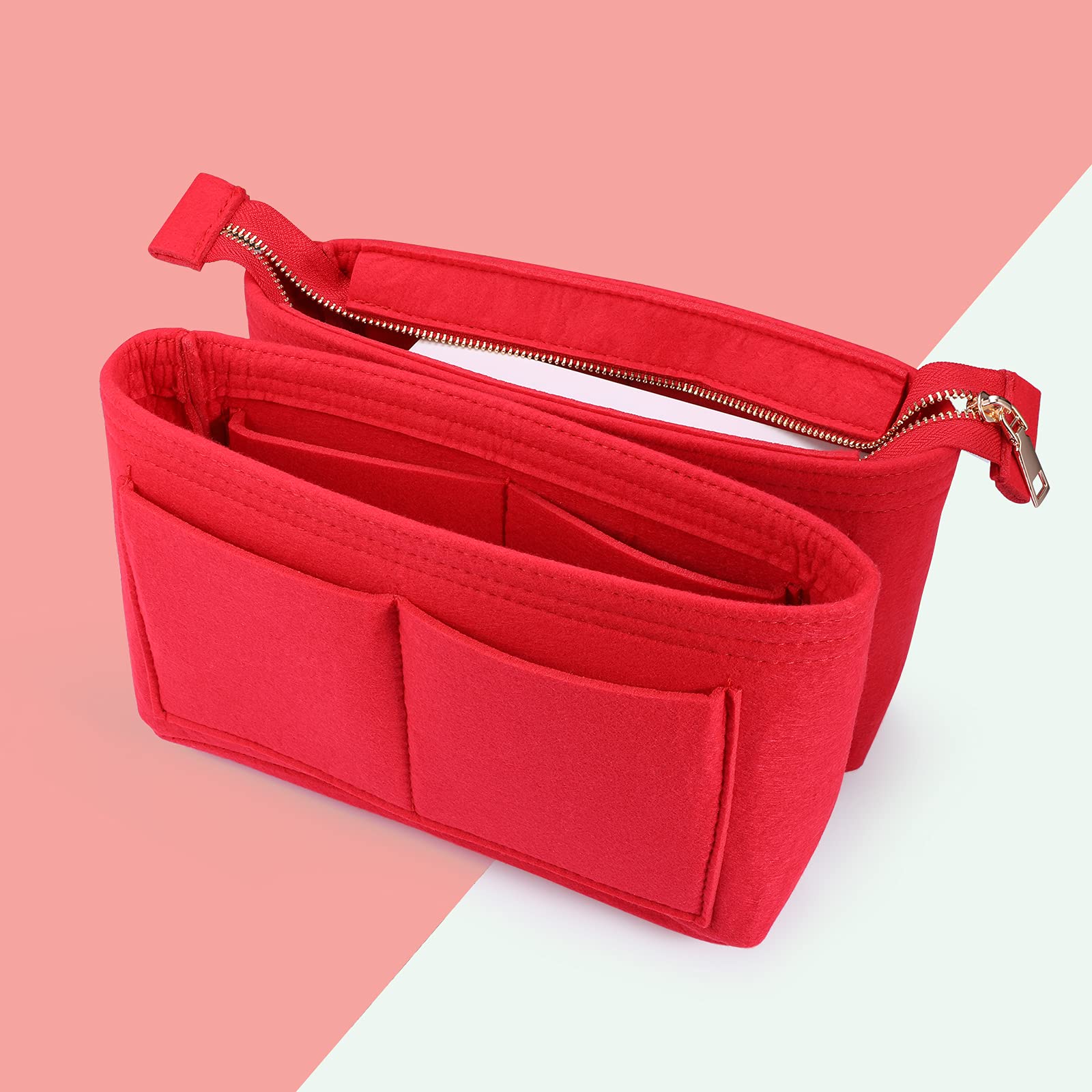 MA STRAP Felt Purse Insert Organizer Storage Inner Bag Insert with  Zipper&Inner Pokects for Handbag Tote Bags Fits LV,Goyard St Lious,NeoNoe