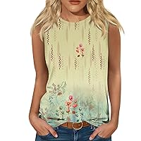 Womens Workout Tank Tops, Sleeveless Tank Tops for Women Summer Tops Crew Neck Cute Floral Printed Workout Camis