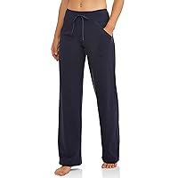 Athletic Works Women's Relaxed Fit Dri-More Core Cotton Blend Yoga Pants Available in Regular and Petite - blue - S Petite
