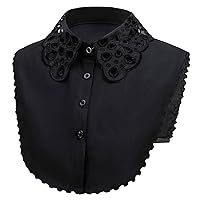 Women's Stylish Detachable Half Shirt Blouse False Collar Vintage Hollow Out Organza Floral Shirt Collar Dickey Collar (Black, Style 3)