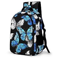 Blue Butterflies Laptop Backpack Double Layers Travel Backpack Durable Daypack for Men Women