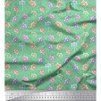 Soimoi Silk Green Fabric - by The Yard - 42 Inch Wide - Circle & Camera Holidays Fabric - Modern and Minimalistic Designs for Stylish Apparel and Crafts Printed Fabric
