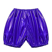 Unisex Kids Fashion Faux Leather Bloomer Shorts Elastic Waist Shiny Metallic Dancewear Shorts