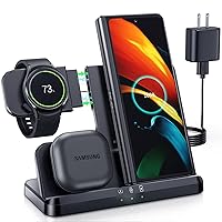 Samsung Wireless Charger 3 in 1 Samsung Charging Station Galaxy Watch Charger Compatible for Samsung S24 Ultra Plus S23 S22 S21 S20 Z Flip 5/4/3 Fold 5, Galaxy Watch 6 Classic/5 Pro/4/3 Galaxy Buds
