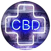CBD Sold Here Medical Cross Indoor Dual Color LED Neon Sign White & Blue 12 x 8.5 Inches st6s32-i3083-wb