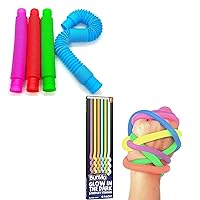 BUNMO Sensory Toys Bundle - Pop Tubes and Glow Stretchy Strings 10pcs
