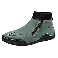Men's Plain Toe Zip Boot Fashion Bicycle Toe Boot Hiking Boots for Men Casual Boots Mens Water-Resistant Boots (vo5-Green, 8.5)