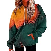 Trendy Hoodies For Women Sexy Oversized Gradient Print Sweatshirt Drawstring Workout Y2k Hoodies With Pocket