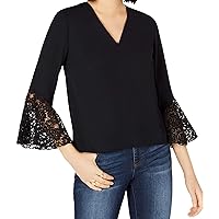 Womens Lace Sleeves Suit Separate Blouse Black S