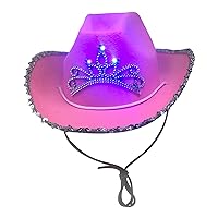 Light Up Pink Country Western Cowgirl Hat with Blinking Tiara for age 14+
