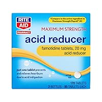 Acid Reducer, Maximum Strength Famotidine Tablets, 20 mg - 2 Bottles, 85 Count Each (170 Count Total) | Heartburn Relief | Acid Reflux | Antacid Chews & Tablets, Heartburn Chews & Tablets