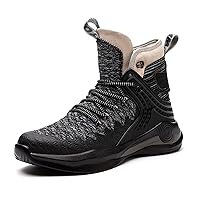 Men's High-Top Steel Toe Shoes Lightweight Indestructible Work Sneakers for Men Puncture Proof Slip on Safety Shoes for Industrial,Coustruction