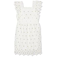 Speechless Girl's Short Flutter Sleeve Lace Party Special Occasion Dress, Off-White, 8