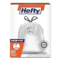Hefty Made to Fit Trash Bags, Fits simplehuman Size G (8 Gallons), 100 Count (5 Pouches of 20 Bags Each) - Packaging May Vary