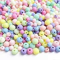 600 Pieces Candy Color Acrylic Round Frosted Beads Assorted Candy Color Mix Plastic Pastel Matte Loose Spacer Mixed for Jewelry Making Bracelets Necklaces DIY Crafts 300pcs 6mm+300pcs 8mm