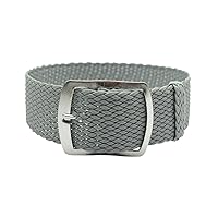 HNS 22mm Grey Perlon Braided Woven Watch Strap with Silver Buckle