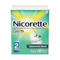 Coated 2mg Nicotine Gum to Quit Smoking - Spearmint Burst Flavored Stop Smoking Aid - 160 Count