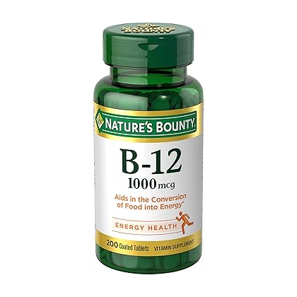 Nature's Bounty Vitamin B12, Supports Energy Metabolism, Tablets, 1000mcg, 200 Ct