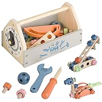 Wooden Tool Toy Toolbox Toddler Educational Construction Kids Toys Play Accessories Set Creative Gift for 3 Year Olds and Up Boys Girls