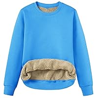 Womens Casual Sweatshirt Winter Long Sleeve Tops Solid Warm Fleece Sherpa Lined Pullover Sweatshirts Blouses