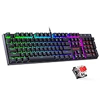 Redragon Gaming Keyboard, Mechanical Gaming Keyboard with Red Switches, Fully Programmable Mechanical Keyboard, Hot Swappable, RGB Backlit, Anti-Ghosting for Windows Mac, 12 Mutiplemedia Keys, K565