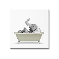 Stupell Industries Monochromatic Elephant Laying Bathtub Bathroom Illustration,Design by Annalisa Latella, Gallery Wrapped Canvas, 30 x 30