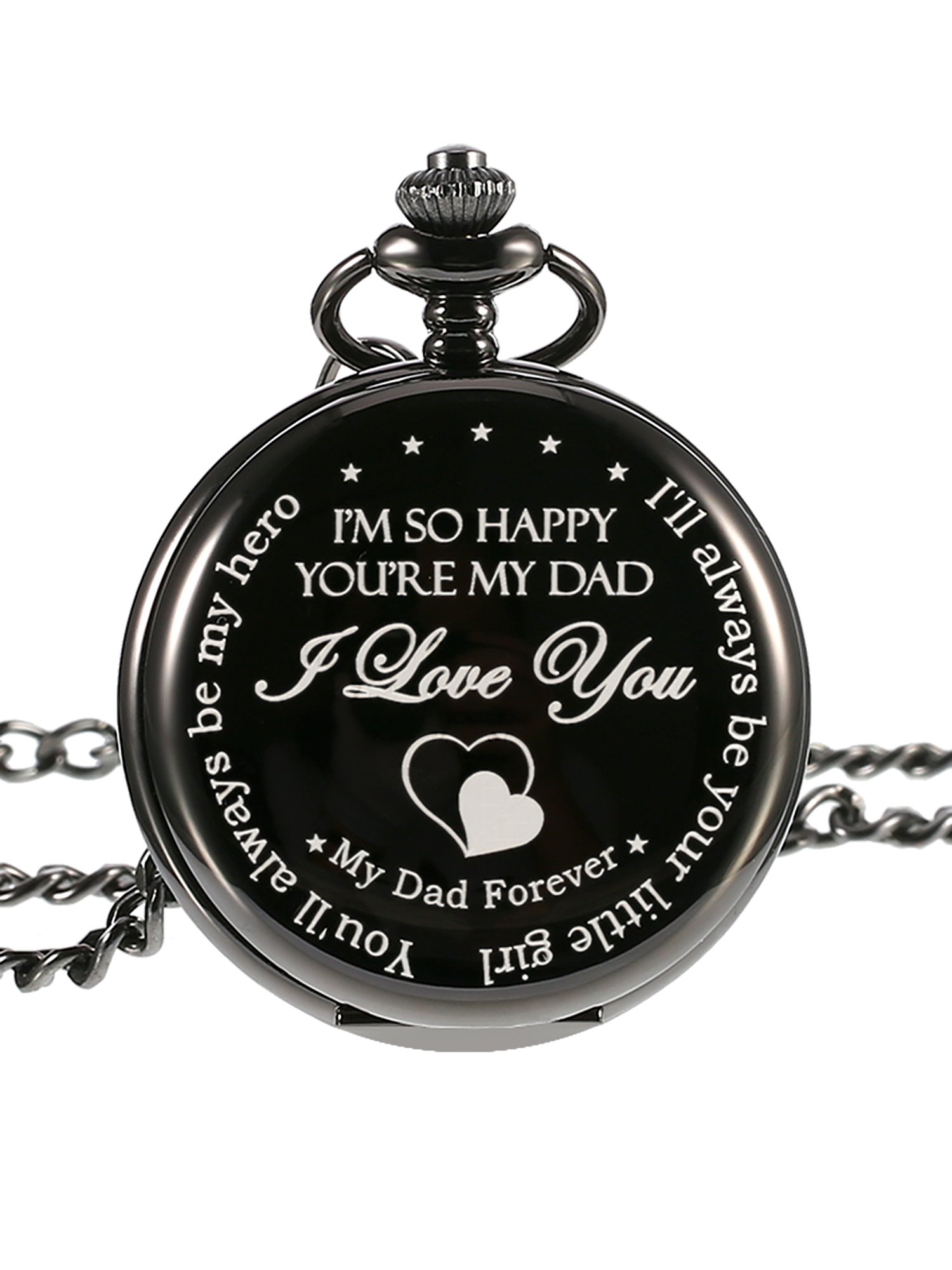 Hicarer Pocket Watch Father's Day Gift-I'll Always Be Your Little Girl, You'll Always Be My, Christmas Birthday Gift for Dad Father (Dad Gifts, White Dial)