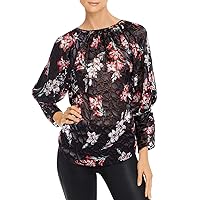 Rebecca Taylor Women's Long Sleeve Scoop Neck Noha Floral Top