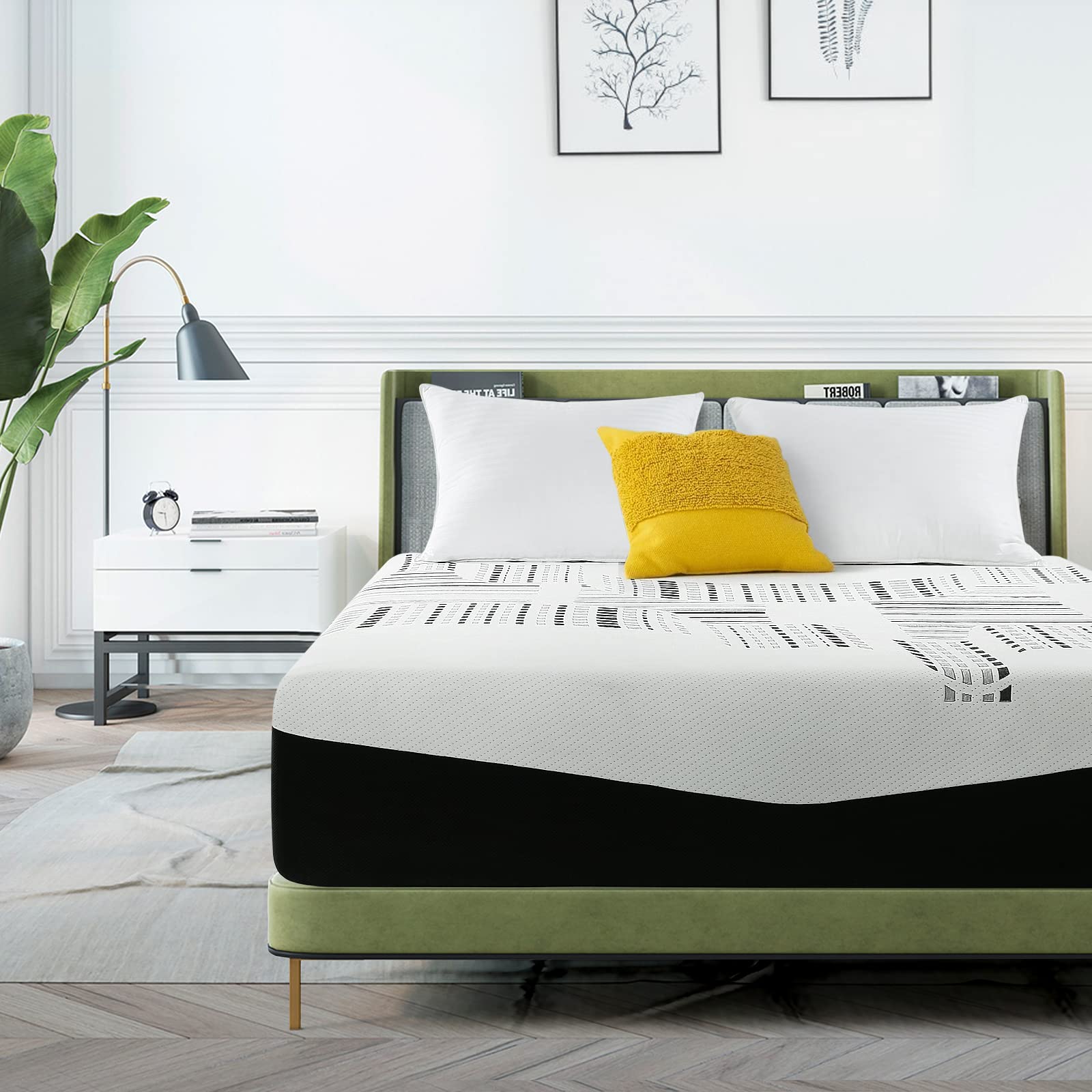 EMONIA Queen Mattress - 12 inch Thick Memory Foam Bed Mattresses with Mattress Cover, Removable and Soft 60x80x12 inch
