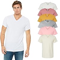 Bella Canvas Mens V-Neck T-Shirt, Unisex Short Sleeve Tee, Multipack of 1I3I6I10