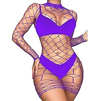 YiZYiF Womens Fishnet Bodycon Mini Dress Mock Neck Hollow Out Nightdress Mesh Sheer Club Party Dress