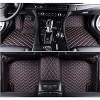 Custom Car Floor Mats Fit 96% Car Model Luxury Leather Waterproof Anti-Skid Full Coverage Liner Front Rear Mat/Set (Black Red Line)