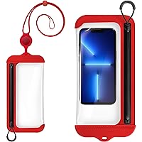 Bone】Waterproof Phone Pouch, IPX9 Waterproof Phone Case for Swimming Dry Bag Underwater with Lanyard for Snorkeling Boating Fishing Compatible with iPhone, Samsung Galaxy Pixel, Lanyard (Red)